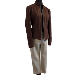Olsen Europe faux suede jacket size 8 bordeaux colour
